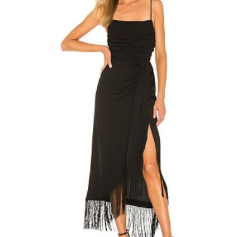 L'Academie Black Asymmetrical Sundress Spaghetti Strap